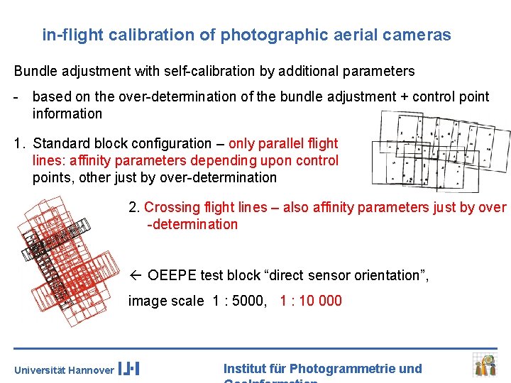 in-flight calibration of photographic aerial cameras Bundle adjustment with self-calibration by additional parameters -
