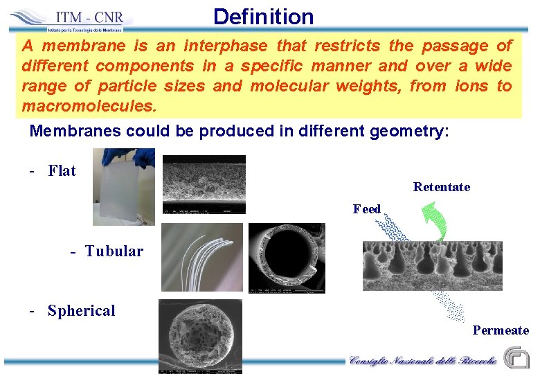 Definition A membrane is an interphase that restricts the passage of different components in