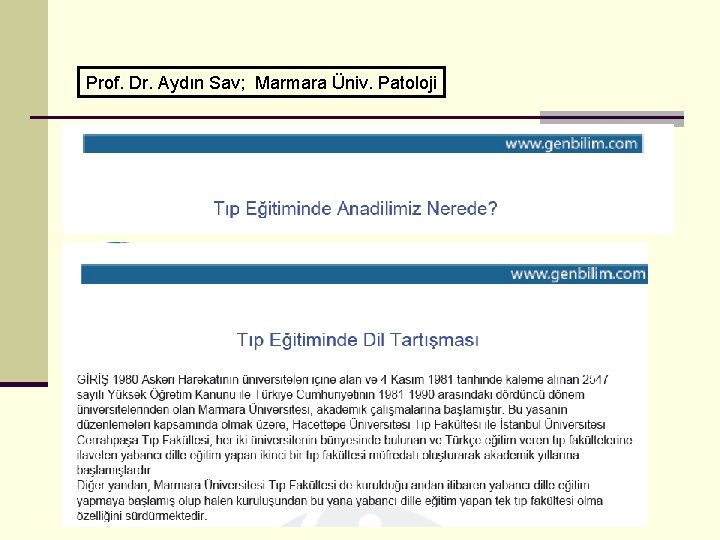 Prof. Dr. Aydın Sav; Marmara Üniv. Patoloji 