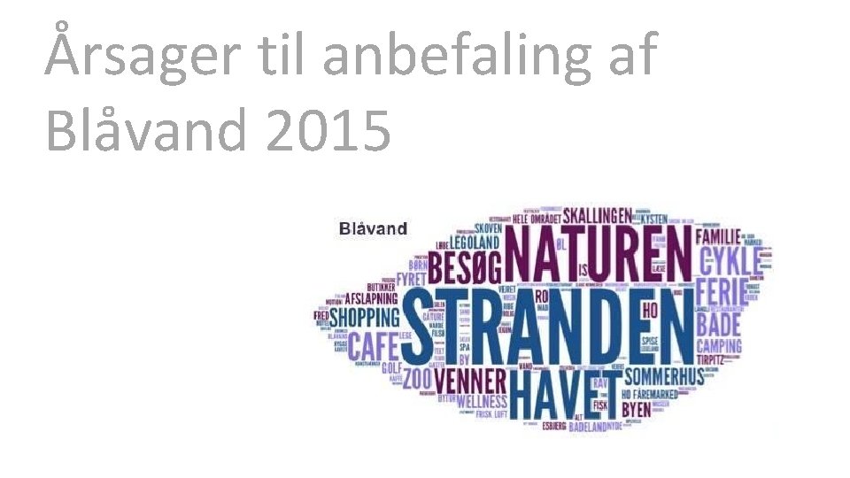 Årsager til anbefaling af Blåvand 2015 