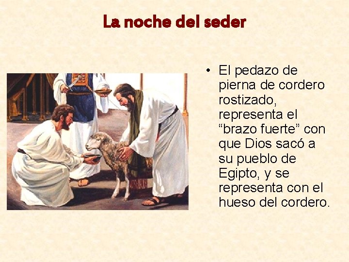 La noche del seder • El pedazo de pierna de cordero rostizado, representa el