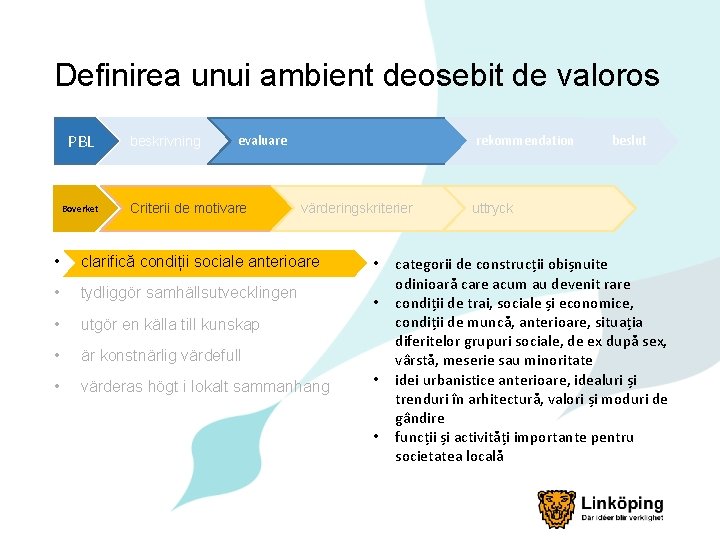 Definirea unui ambient deosebit de valoros PBL Boverket beskrivning evaluare Criterii de motivare rekommendation