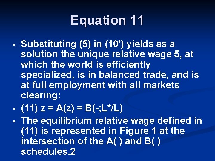 Equation 11 • • • Substituting (5) in (10') yields as a solution the