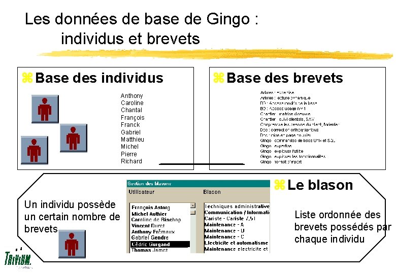 Les données de base de Gingo : individus et brevets z Base des individus