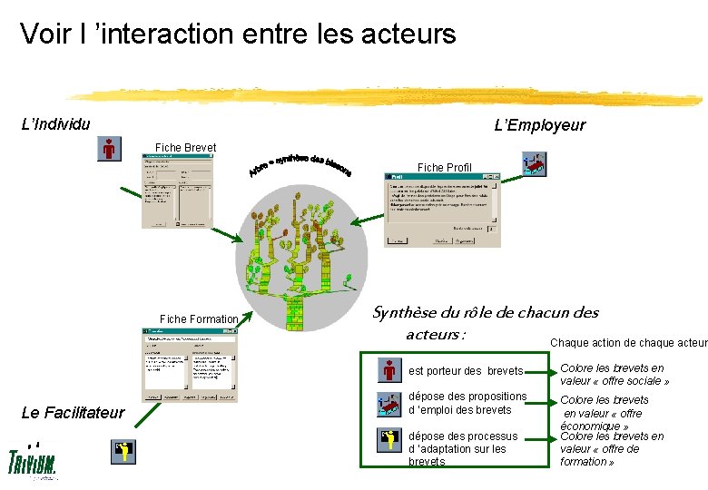 Voir l ’interaction entre les acteurs L’Individu L’Employeur Fiche Brevet Fiche Profil Fiche Formation