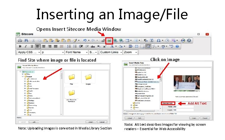 Inserting an Image/File Opens Insert Sitecore Media Window Find Site where image or file