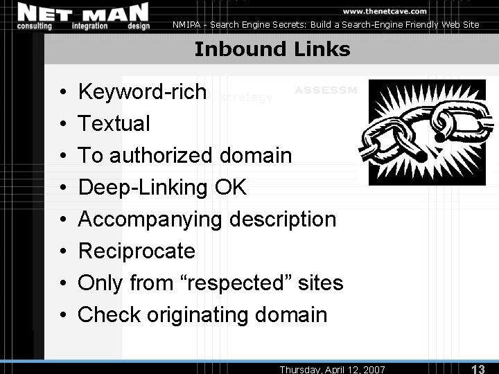 NMIPA - Search Engine Secrets: Build a Search-Engine Friendly Web Site Inbound Links •