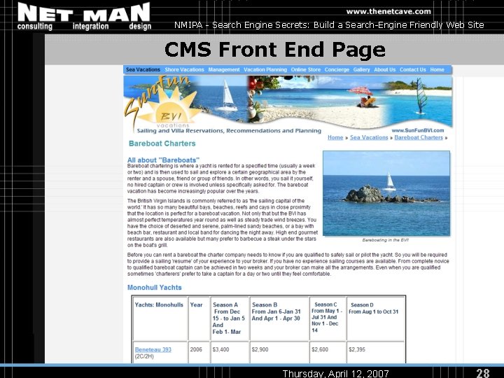 NMIPA - Search Engine Secrets: Build a Search-Engine Friendly Web Site CMS Front End