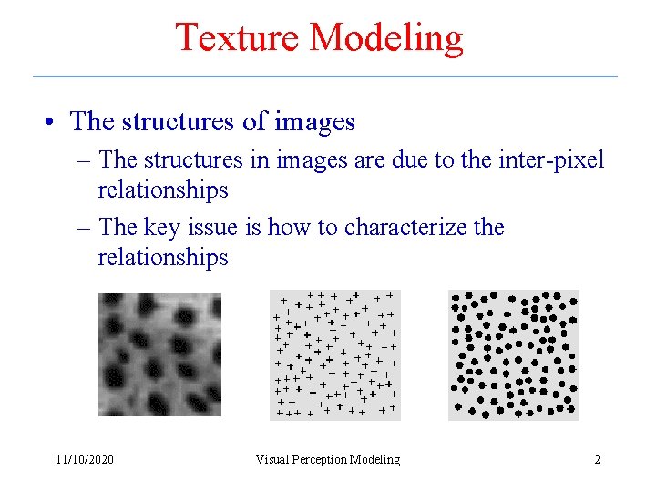 Texture Modeling • The structures of images – The structures in images are due