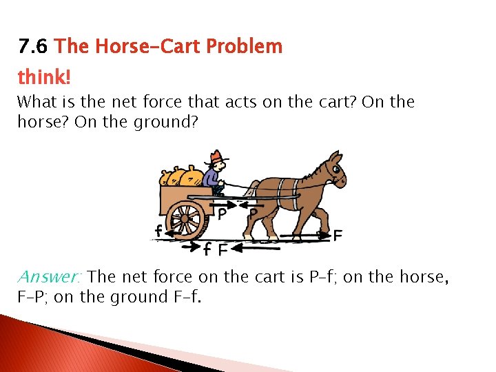 7. 6 The Horse-Cart Problem think! What is the net force that acts on