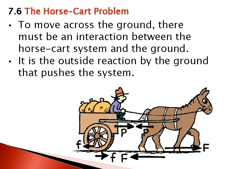 7. 6 The Horse-Cart Problem • To move across the ground, there must be