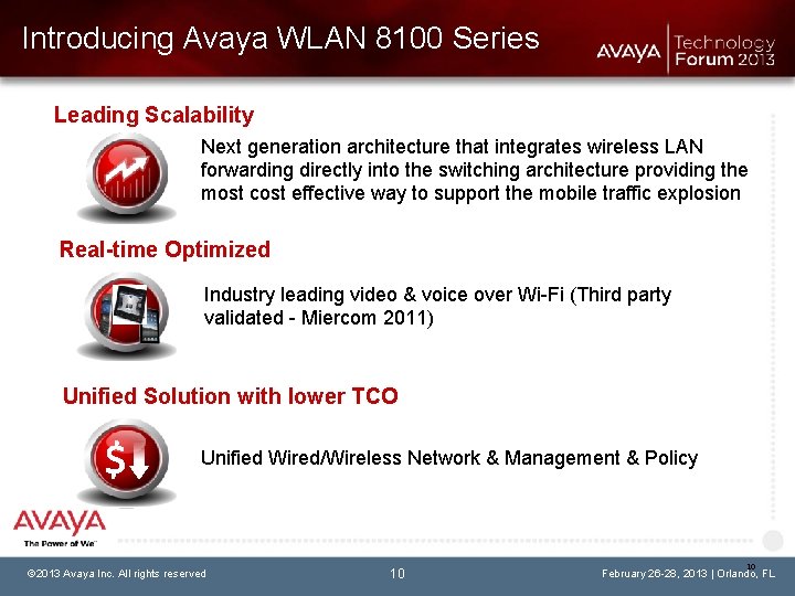 Introducing Avaya WLAN 8100 Series Leading Scalability Next generation architecture that integrates wireless LAN