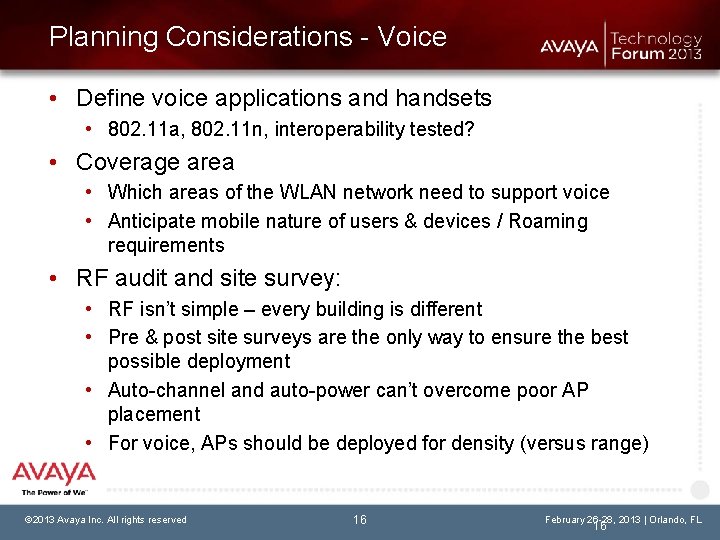 Planning Considerations - Voice • Define voice applications and handsets • 802. 11 a,