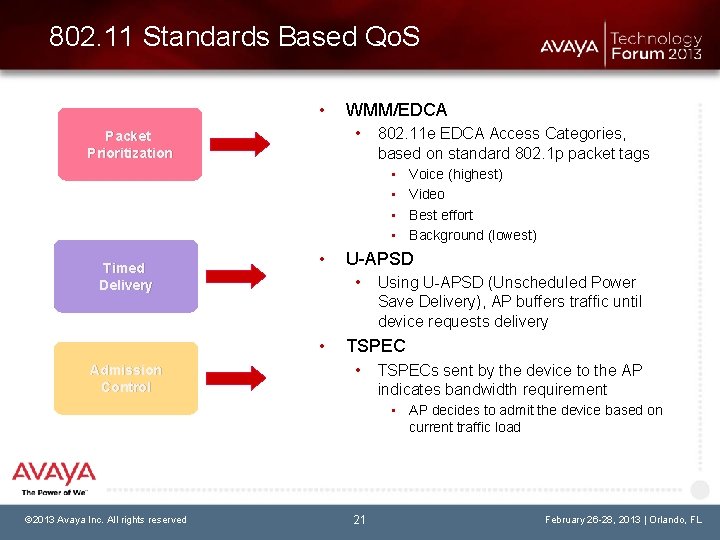 802. 11 Standards Based Qo. S • WMM/EDCA • Packet Prioritization 802. 11 e