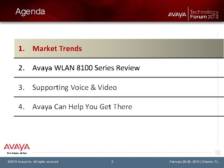 Agenda 1. Market Trends 2. Avaya WLAN 8100 Series Review 3. Supporting Voice &