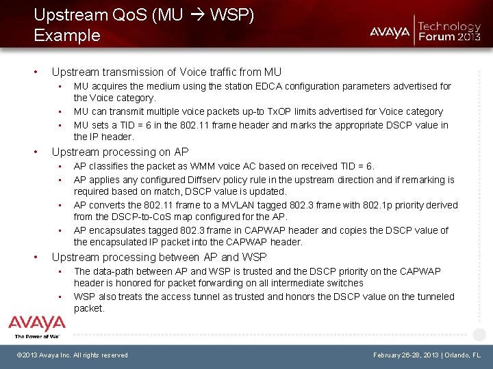 Upstream Qo. S (MU WSP) Example • Upstream transmission of Voice traffic from MU