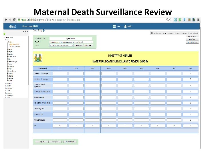 Maternal Death Surveillance Review (MDSR) 