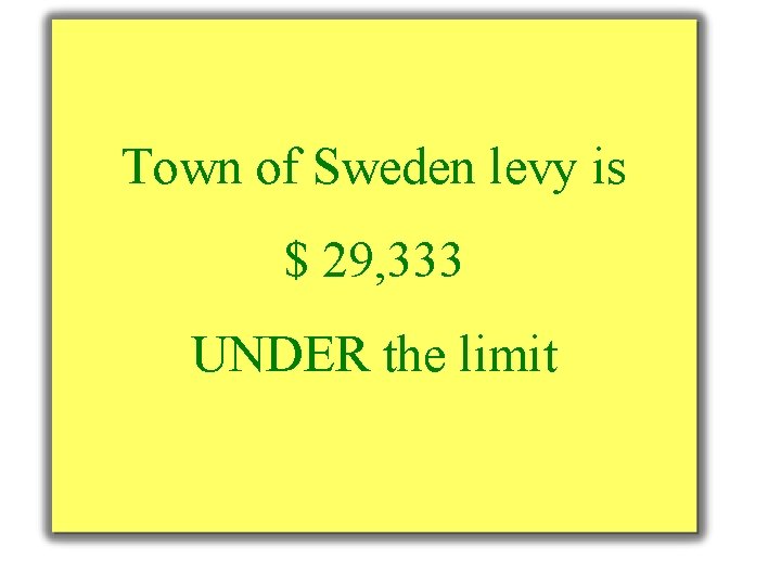 Town of Sweden levy is $ 29, 333 UNDER the limit 