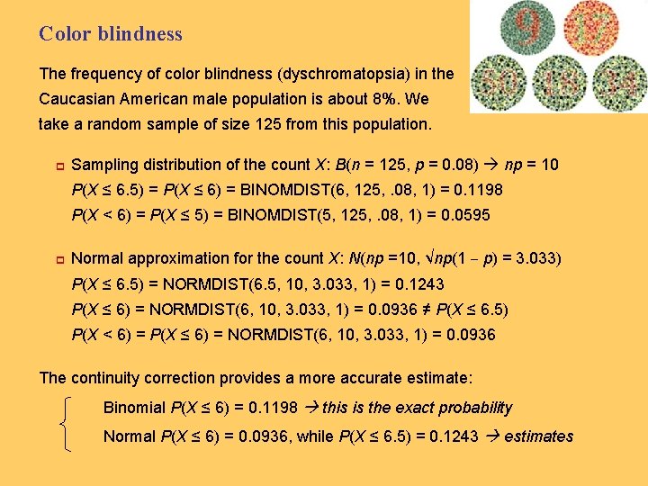 Color blindness The frequency of color blindness (dyschromatopsia) in the Caucasian American male population
