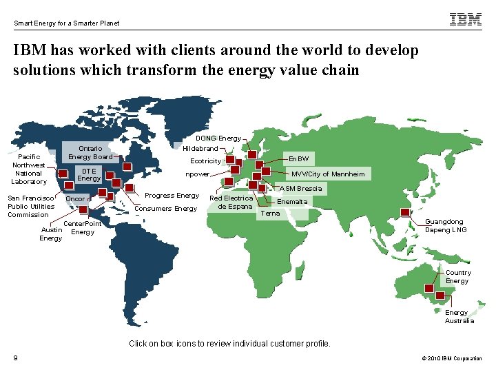 Smart Energy for a Smarter Planet IBM has worked with clients around the world