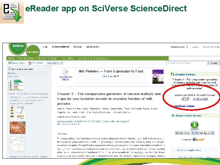 e. Reader app on Sci. Verse Science. Direct 