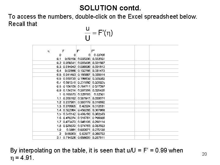SOLUTION contd. To access the numbers, double-click on the Excel spreadsheet below. Recall that