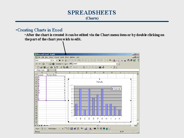 SPREADSHEETS (Charts) • Creating Charts in Excel • After the chart is created it