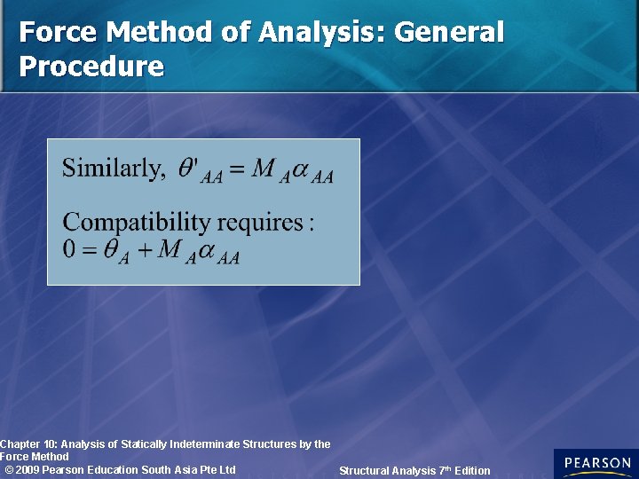 Force Method of Analysis: General Procedure Chapter 10: Analysis of Statically Indeterminate Structures by