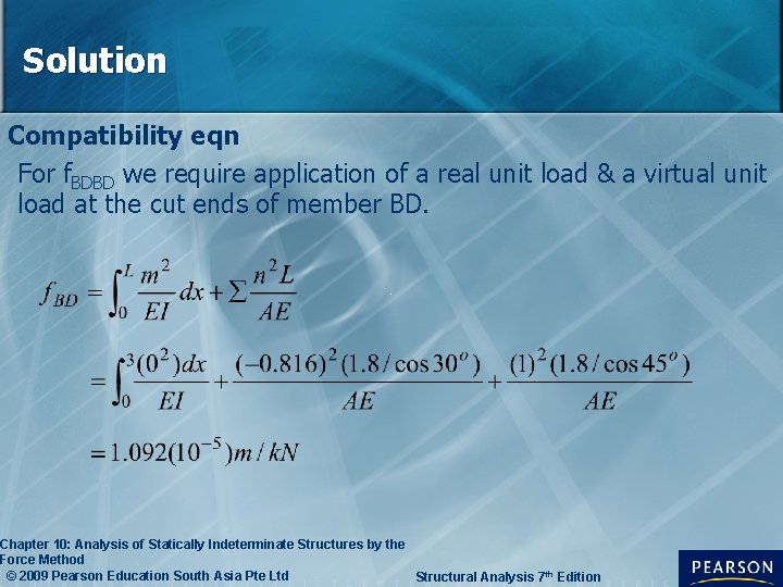 Solution Compatibility eqn For f. BDBD we require application of a real unit load