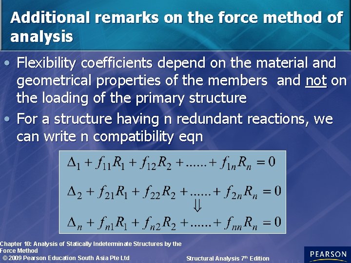 Additional remarks on the force method of analysis • Flexibility coefficients depend on the