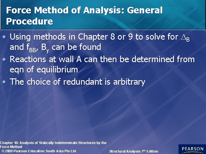 Force Method of Analysis: General Procedure • Using methods in Chapter 8 or 9