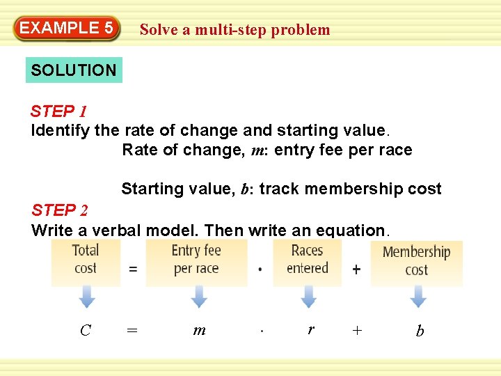 EXAMPLE 5 Solve a multi-step problem SOLUTION STEP 1 Identify the rate of change