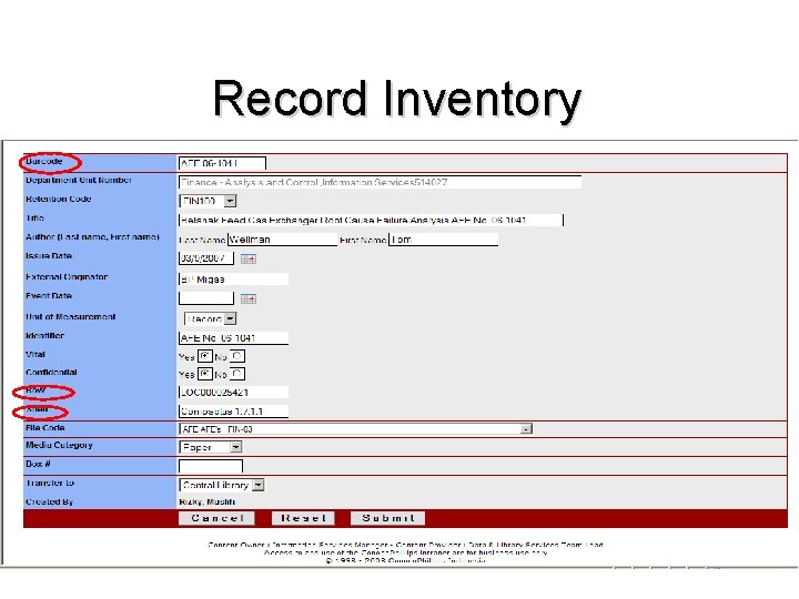 Record Inventory 