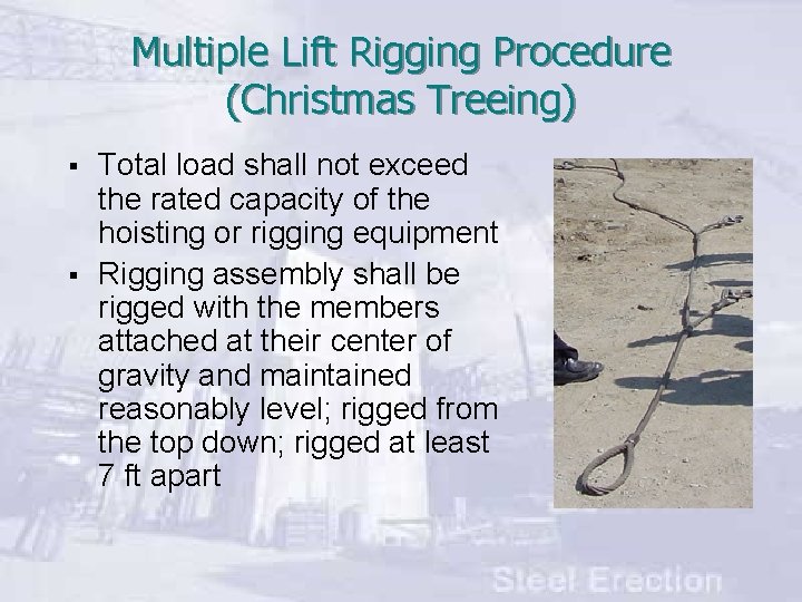 Multiple Lift Rigging Procedure (Christmas Treeing) § § Total load shall not exceed the