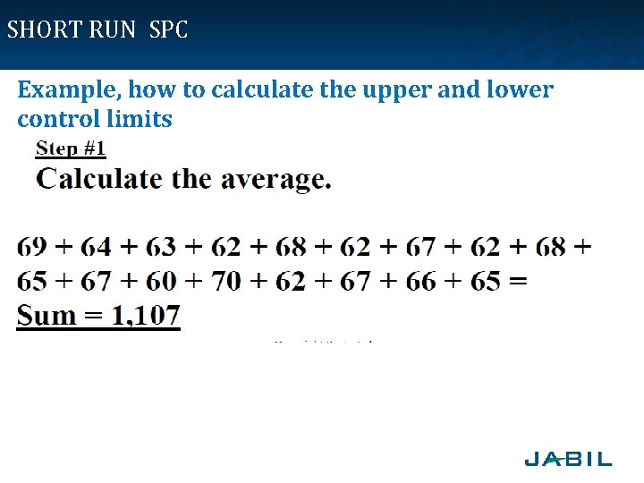 SHORT RUN SPC Example, how to calculate the upper and lower control limits 
