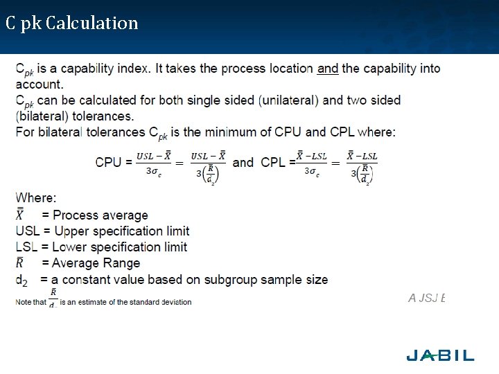 C pk Calculation 