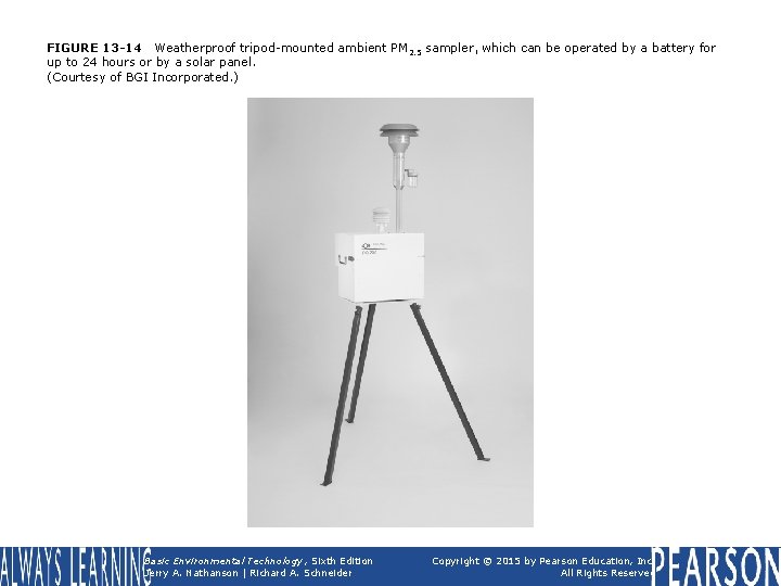 FIGURE 13 -14 Weatherproof tripod-mounted ambient PM 2. 5 sampler, which can be operated