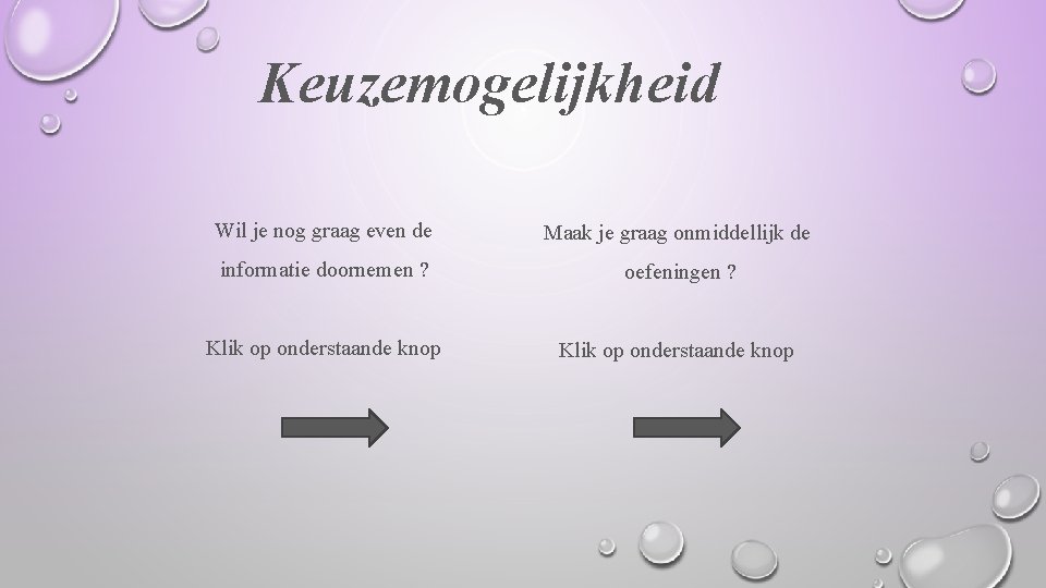 Keuzemogelijkheid Wil je nog graag even de Maak je graag onmiddellijk de informatie doornemen