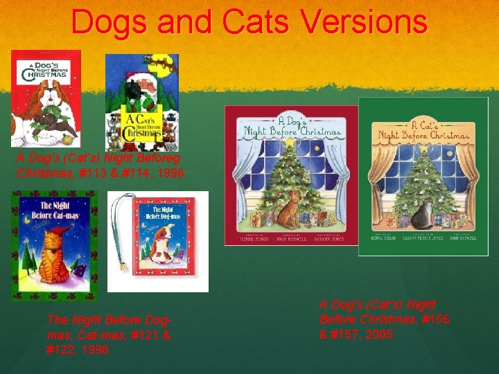 Dogs and Cats Versions A Dog’s (Cat’s) Night Beforeg Christmas, #113 & #114, 1996