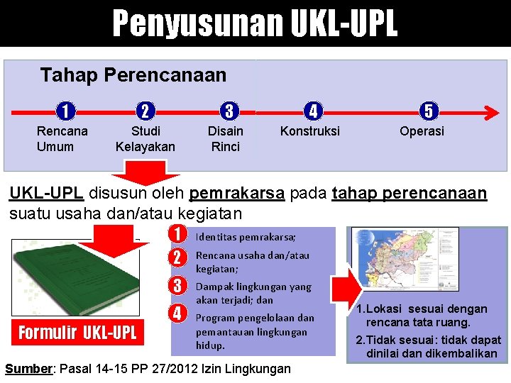 Penyusunan UKL-UPL Tahap Perencanaan 1 2 Rencana Umum Studi Kelayakan 3 Disain Rinci 4