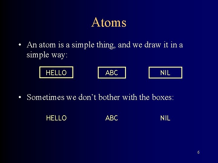 Atoms • An atom is a simple thing, and we draw it in a