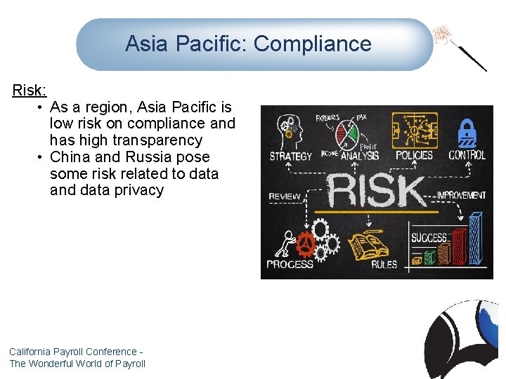 Asia Pacific: Compliance Risk: • As a region, Asia Pacific is low risk on