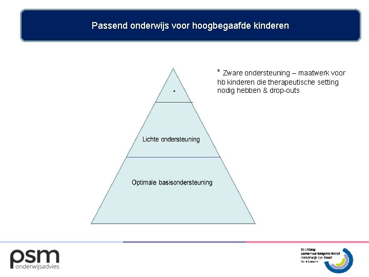 Passend onderwijs voor hoogbegaafde kinderen * Zware ondersteuning – maatwerk voor hb kinderen die