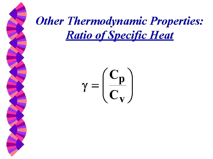 Other Thermodynamic Properties: Ratio of Specific Heat 