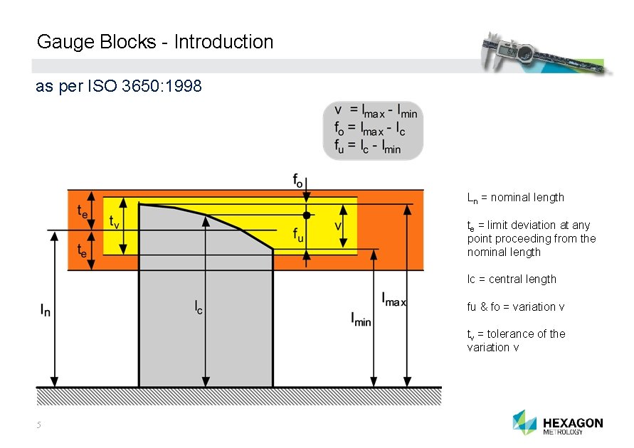 Gauge Blocks - Introduction as per ISO 3650: 1998 Ln = nominal length te