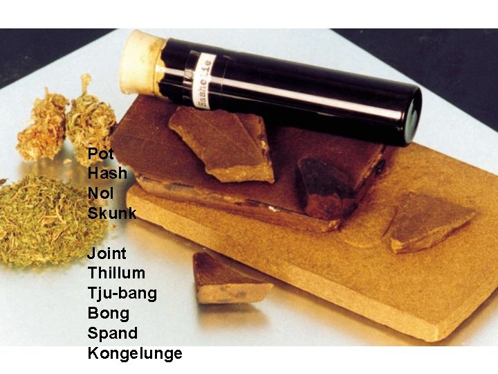 Pot Hash Nol Skunk Joint Thillum Tju-bang Bong Spand Kongelunge 