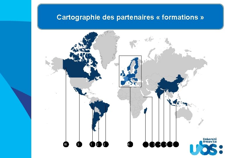 Cartographie des partenaires « formations » International agreements 16 3 1 2 2 66