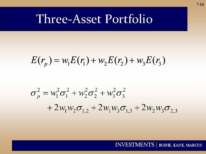 7 -14 Three-Asset Portfolio INVESTMENTS | BODIE, KANE, MARCUS 