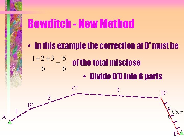 Bowditch - New Method • In this example the correction at D’ must be