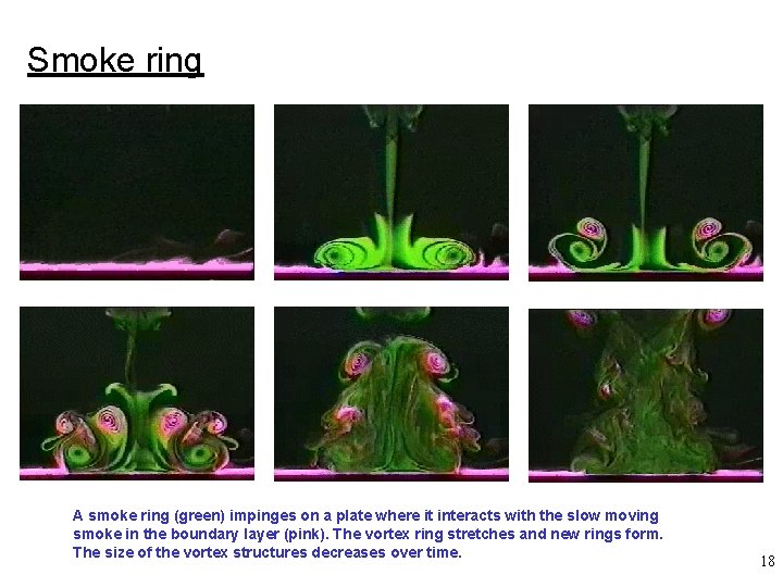 Smoke ring A smoke ring (green) impinges on a plate where it interacts with